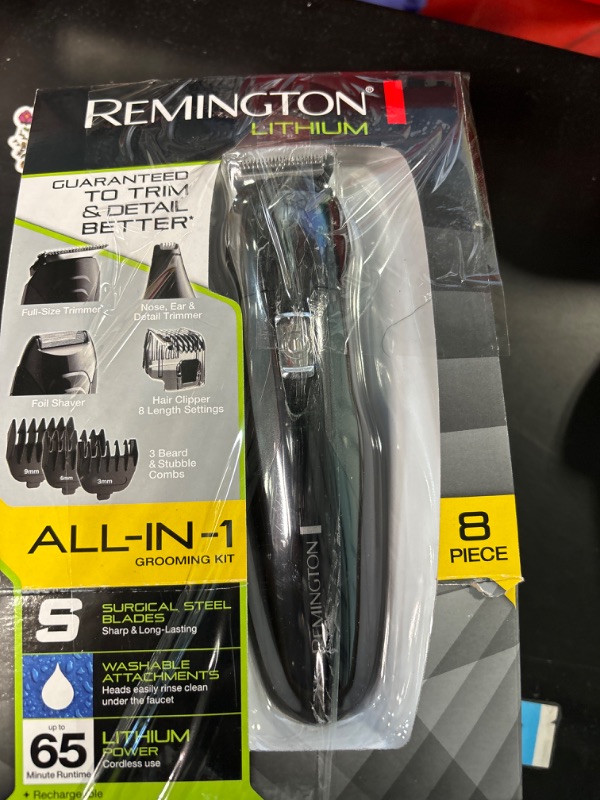 Photo 2 of Remington All-in-One Grooming Kit, Lithium Powered, 8 Piece Set with Trimmer, Men's Shaver, Clippers, Beard and Stubble Combs, PG6025, Black