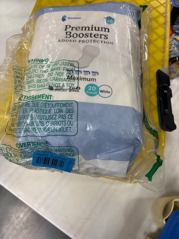 Photo 2 of 
Because Premium Incontinence Boosters - Add Extra Absorbency to Adult Diapers - Super Absorbent, Soft, Contoured Fit - Unisex - 20 Boosters