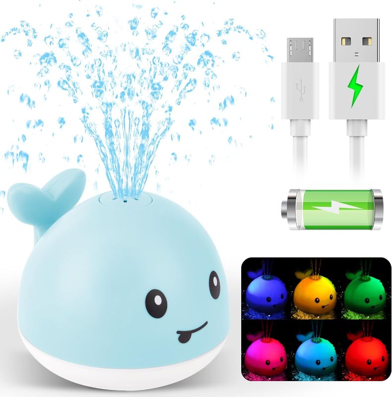 Photo 1 of **DECORATION ONLY** 2024 Upgraded Baby Bath Toys, Rechargeable Light Up Bath Toys for Kids 1-3 Babies 6-12 12-18 Months, Whale Sprinkler Spray Water Pool Bathtub Toys Toddlers Infant 1 2 3 4 5, Baby Shower Newborn Gifts