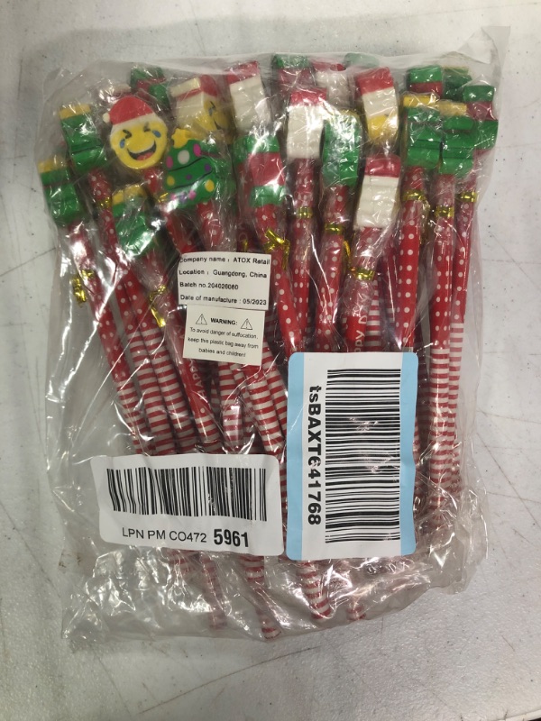 Photo 2 of THE TWIDDLERS 50 Christmas Pencils with Eraser Toppers - Xmas Stocking Stuffers