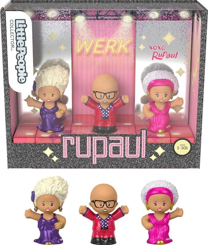 Photo 1 of Fisher-Price Little People Collector RuPaul, special edition figure set featuring 3 toys styled like the famous drag performer for fans ages 1 and up