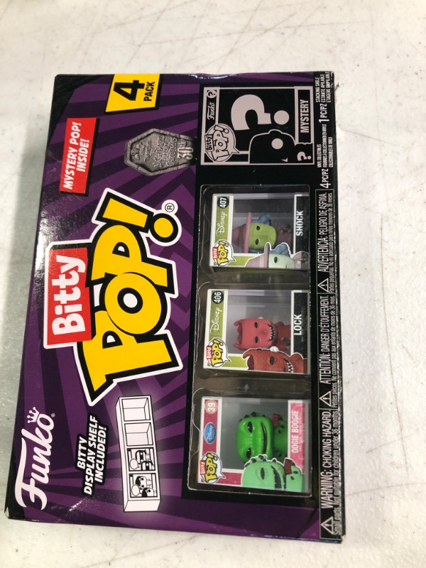 Photo 1 of Funko Bitty Pop! The Nightmare Before Christmas Mini Collectible Toys 4-Pack - Oogie Boogie, Lock, Shock & Mystery Chase Figure (Styles May Vary)