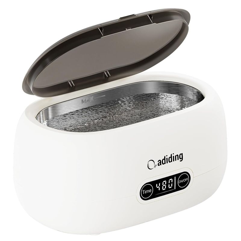 Photo 1 of Adiding Ultrasonic Jewelry Cleaner 650mL Sonic Ring Glasses Cleaner Professional Denture Cleaner Machine with 5 Digital Timer, Degas Mode 45kHz Portable Coins Watch Earrings Necklaces Cleaning Machine