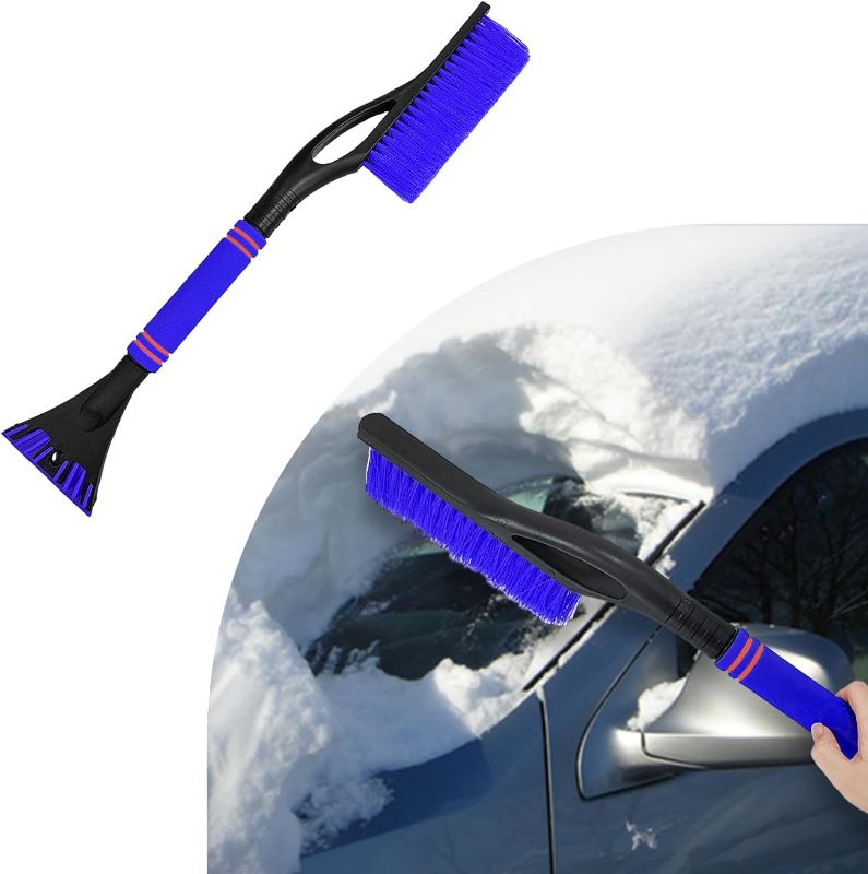 Photo 1 of 24 Inch Car Snow Scraper and Brush, Detachable Scratch Free Ice Scraper with Ergonomic Foam Grip, Universal Winter Snow Removal Tool for Car Windshield Window (Blue)
