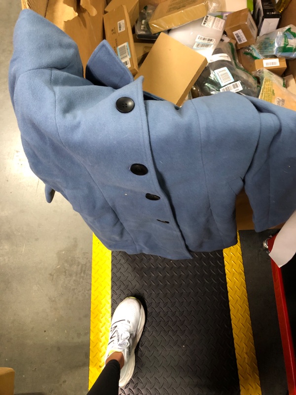 Photo 1 of Allegra K Women's Winter Single Breasted Long Warm Coat X-Small Grey Blue