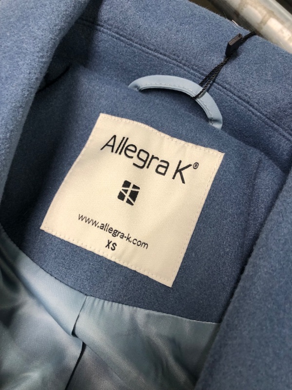 Photo 1 of Allegra K Women's Winter Single Breasted Long Warm Coat X-Small Grey Blue