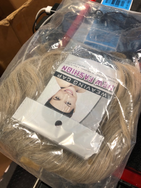 Photo 1 of Aisaide Short Blonde Highlight Pixie Cut Wig with Curtain Bangs Side Part Light Brown Layered Shaggy Wavy Wig Synthetic Highlight Blonde Bob Wig for Women T22/613