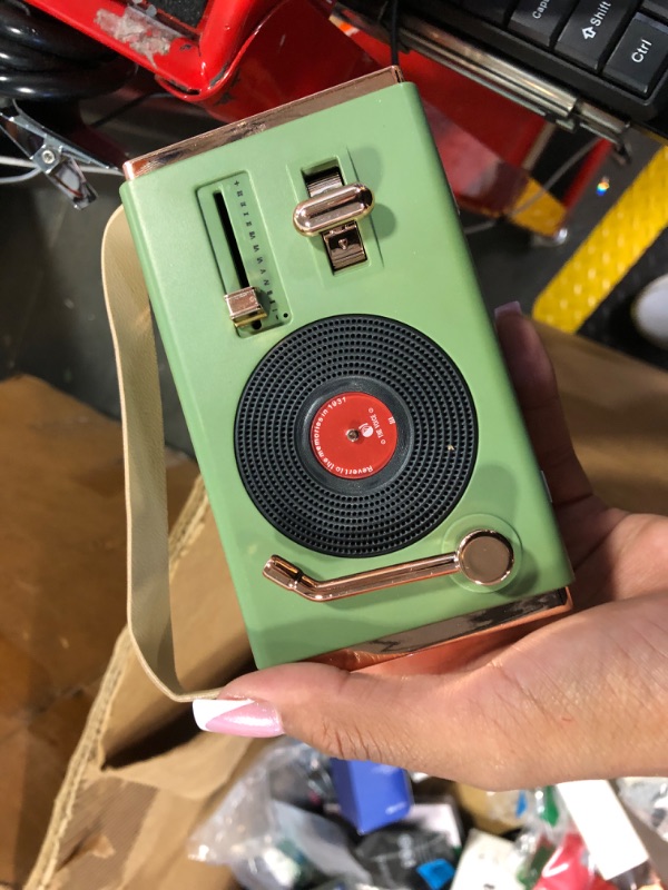 Photo 2 of Aresrora Retro Bluetooth Speaker,Vintage Bluetooth Speaker,Portable Shortwave Radios Supports U-Disk/TF Card/AUX for Thanksgiving Day, Birthday Gift,Mother's Day or Father's Day (Green)