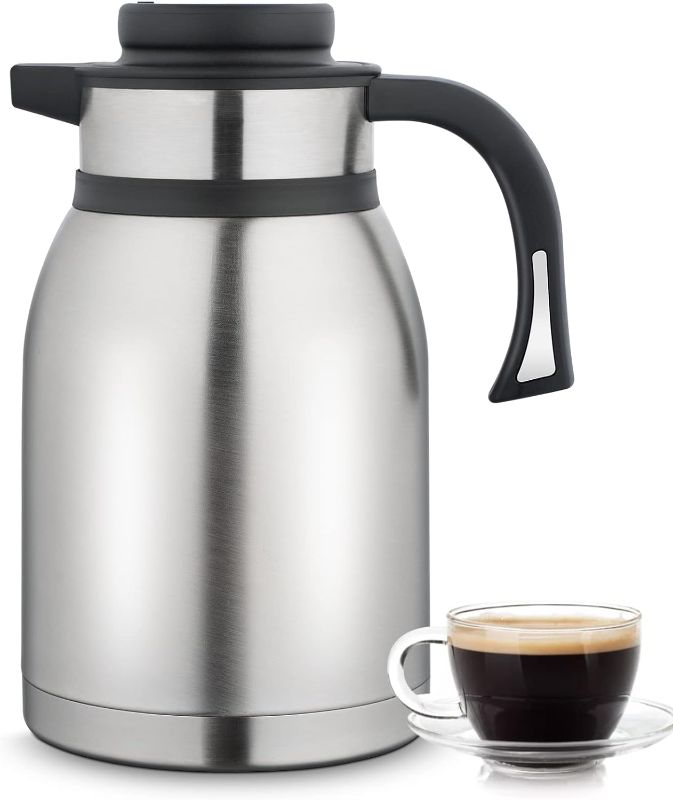 Photo 1 of 68 Oz Thermal Coffee Carafe, Double Walled Vacuum Insulated Thermos for Keeping Hot, Heat & Cold Retention, 2 Liter Stainless Steel Thermal Pot Flask for Coffee, Water, Tea, Hot Beverage