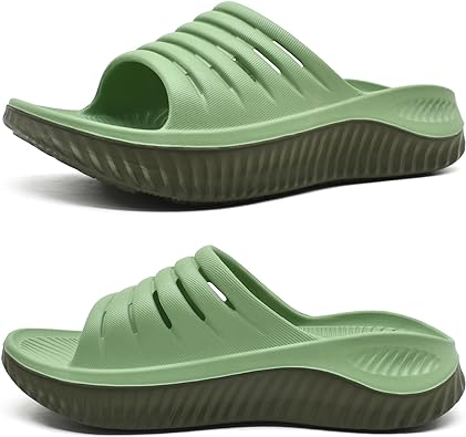 Photo 1 of KuaiLu Womens Recovery Sandals With Comfortable Plantar Fasciitis Support,Ladies Orthotic Open Toe Sport Slides Thick Cushion Reduces Stress on Feet,Joints & Back Post-Exercise
