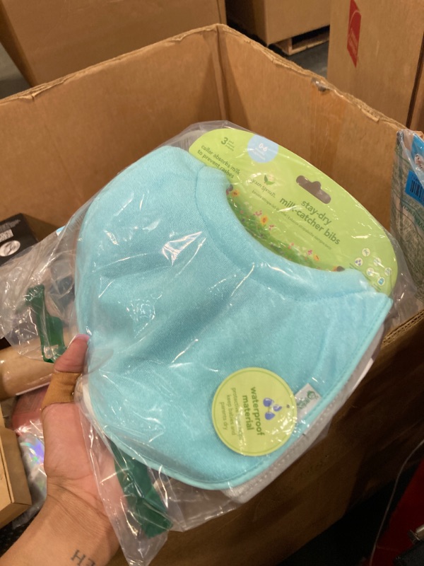 Photo 1 of Green Sprouts Stay-Dry Milk-Catcher Bibs (3 Pack) Aqua/Gray