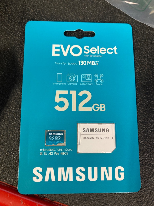 Photo 2 of SAMSUNG EVO Select Micro SD-Memory-Card + Adapter, 512GB microSDXC 130MB/s Full HD & 4K UHD, UHS-I, U3, A2, V30, Expanded Storage for Android Smartphones, Tablets, Nintendo-Switch (MB-ME512KA/AM)