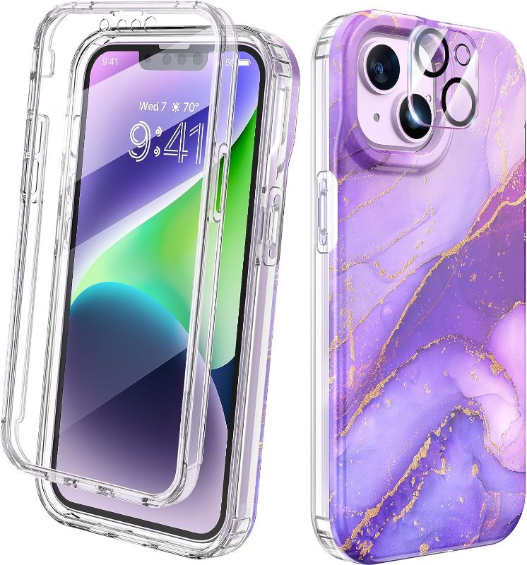 Photo 1 of Diaclara Designed for iPhone 14 Case, Full Body Rugged Case with Built-in Touch Sensitive Anti-Scratch Screen Protector, with Camera Lens Protector for iPhone 14 6.1" (Gilt Purple)
