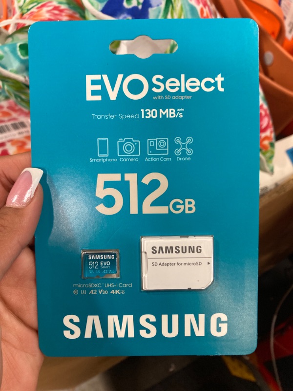 Photo 2 of SAMSUNG EVO Select Micro SD-Memory-Card + Adapter, 512GB microSDXC 130MB/s Full HD & 4K UHD, UHS-I, U3, A2, V30, Expanded Storage for Android Smartphones, Tablets, Nintendo-Switch (MB-ME512KA/AM)