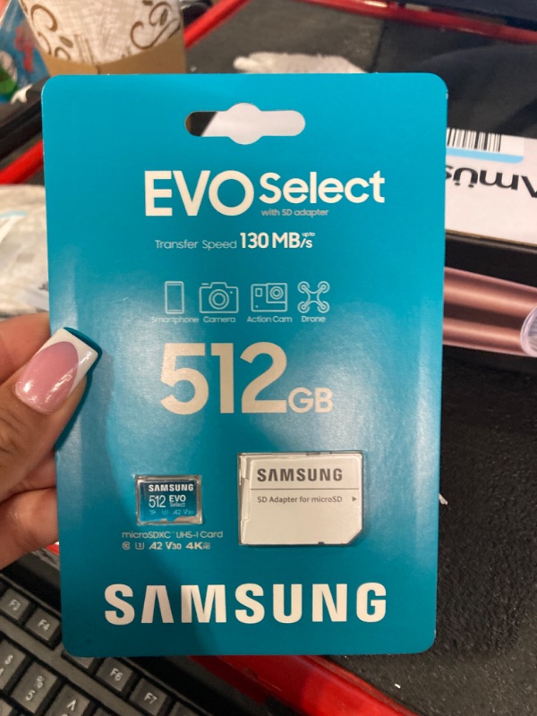 Photo 2 of SAMSUNG EVO Select Micro SD-Memory-Card + Adapter, 512GB microSDXC 130MB/s Full HD & 4K UHD, UHS-I, U3, A2, V30, Expanded Storage for Android Smartphones, Tablets, Nintendo-Switch (MB-ME512KA/AM)