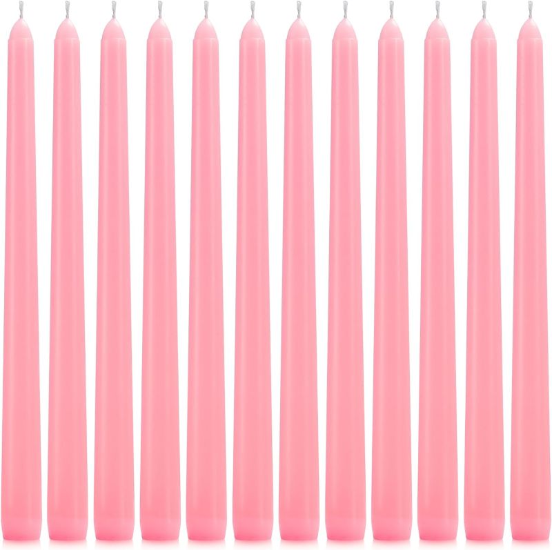 Photo 1 of 12 Pack Pink Taper Candles - Taper Candles 10 Inch Dripless, Smokeless & Unscented - 8 Hours Long Burning - Tall Candlesticks - Ideal for Weddings, Dinner Parties, Home Decor, Birthday Party
