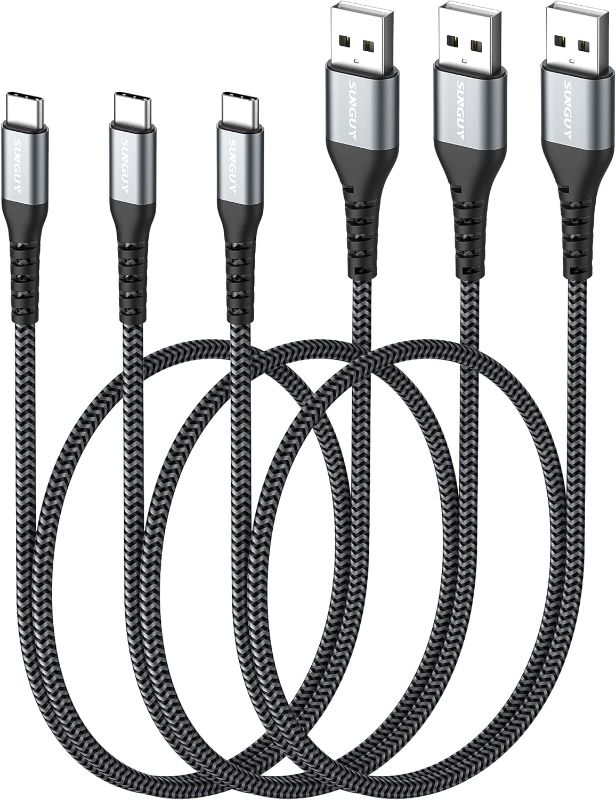 Photo 1 of SUNGUY USB C Cable 1.5FT [3Pack] 3A USB to USB C Cable Fast Charging Data Sync Braided Compatible with iPhone15/15Pro/15Pro Max/15Plus, Samsung Galaxy S23/S22/S21, Note10/9, USB C Devices
