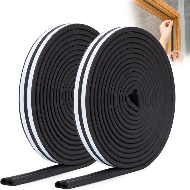 Photo 1 of 52.5 Feet Long Weather Stripping Seal Strip for Doors/Windows, Self-Adhesive Backing Seals Large Gap Seal Strip by YOUSHARES (52.5 Ft/16m, Black) 16m/52.5ft Black