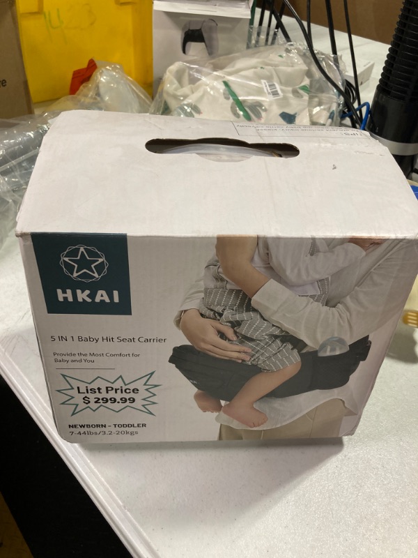 Photo 1 of HKAI Baby Carrier Hip Seat, Advanced Large Capacity Pocket with Adjustable Waistband, Shock Absorption Hip Seat Surface for Newborns & Toddlers, (Black)