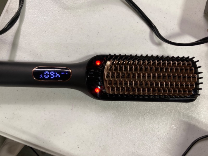 Photo 1 of Nicebay® Hair Straightener Brush, Rotatable Temperature Adjustment Hair Straightening Brush with 6 Temp Settings, Auto-Off & Led Display & Effective Hair Care Straightener Brush for Women