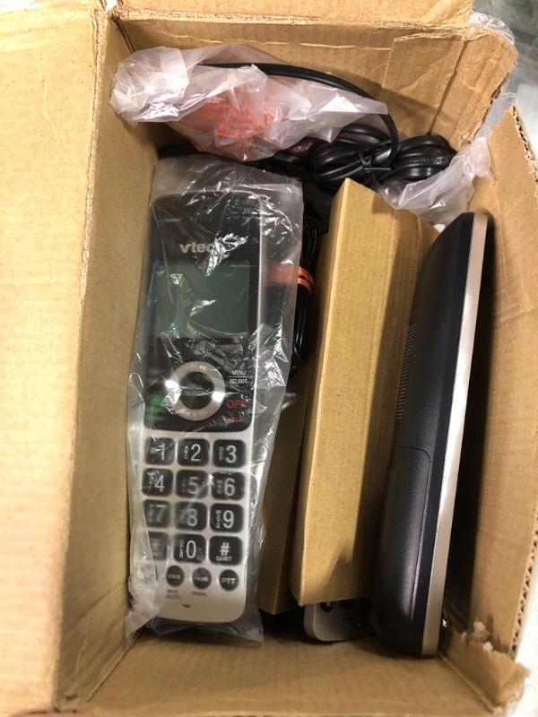 Photo 2 of VTech VS113-5 Extended Range 5 Handset Cordless Phone for Home with Call Blocking, Connect to Cell Bluetooth, 2" Backlit Screen, Big Buttons, and Answering System, Silver & Black 5 Handsets