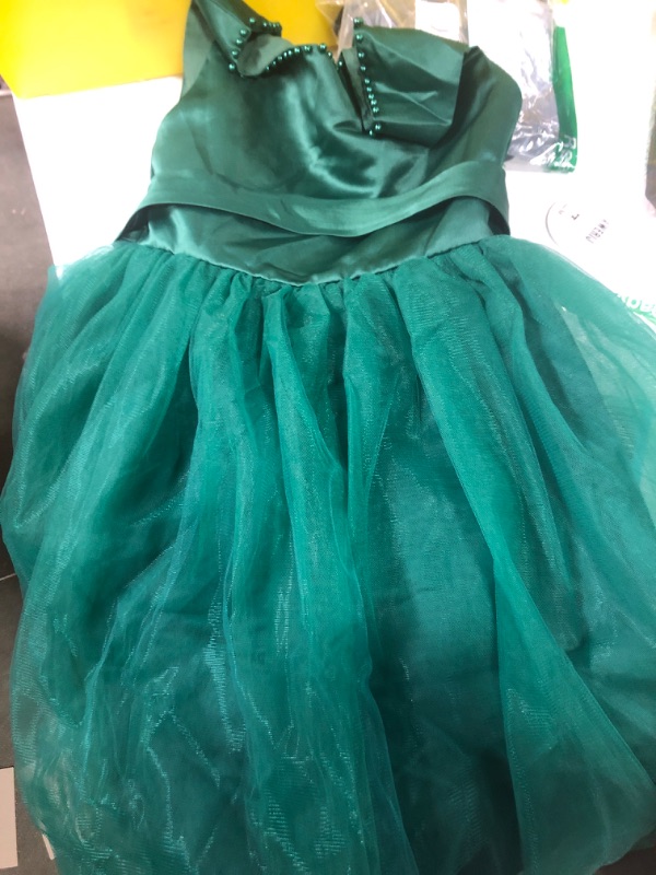 Photo 2 of HNXDYY Flower Girl Long Tulle Bridesmaid Dress Kids Wedding Pageant Dresses Lace Party Gown #788 Emerald Green 8-9 Years