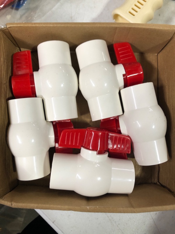 Photo 2 of [5 Pack] 1' PVC Ball Valves, PVC Valves Ball Valve Water Shut Off Valves, 1 inch PVC Ball Valves Slip, Pipe Fittings, Rated at 150 PSI, Socket (1'' - Box of 5)