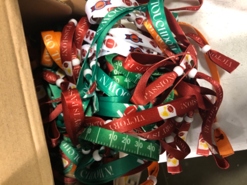 Photo 1 of 300 Pcs Football Cloth Event Wristbands Bulk Motivational Adjustable Football Wrist Bands for Event Colored Sport Wristbands for Football Party Supplies ***USED*** 