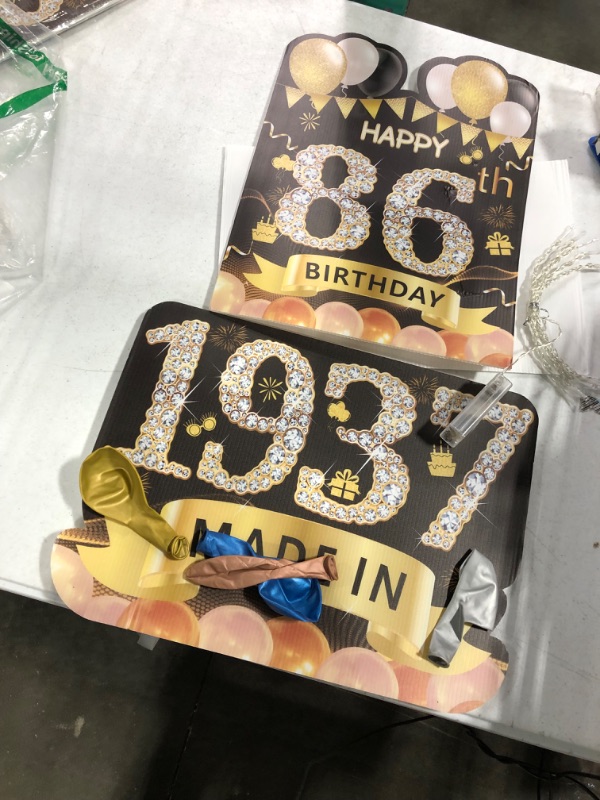 Photo 1 of 2Pcs 16" Large Happy 68th Birthday Party Yard Sign Decorations for Women & MEN,Black Gold 68th Birthday Yard Signs with Stakes,Weatherproof Outdoor Lawn Decorations