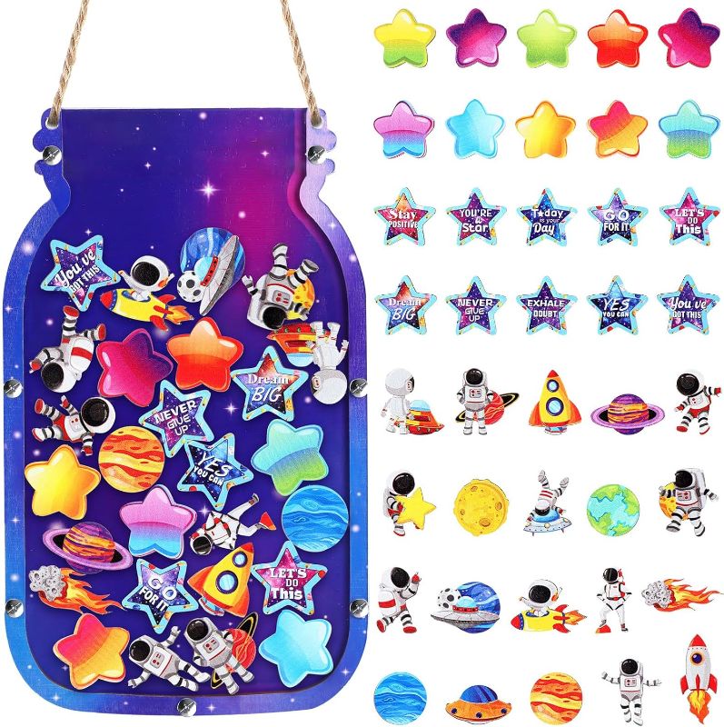 Photo 1 of 
Treela Outer Space Reward Mason Jar for Kids Bulletin Board Reward Chart Set Galaxy Toddlers Potty Training Jar Positive Behavior Chart for Classroom Decor...
Size:11.81 x 7.09 Inch