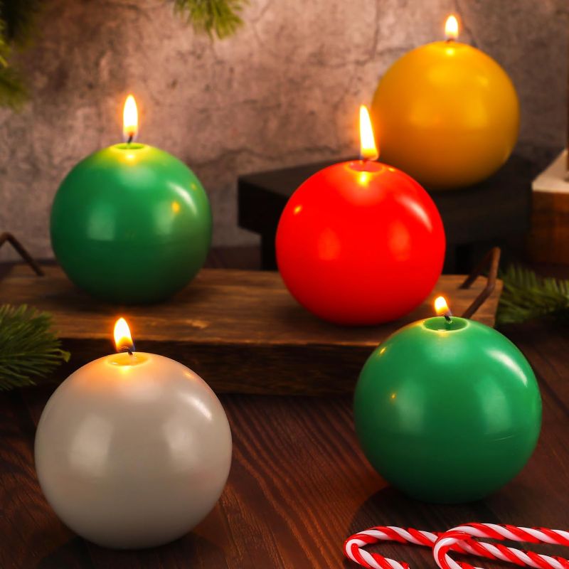 Photo 1 of 
Kittmip 5 Pcs Christmas Advent Round Ball Candle 3 Inch Unscented Candle Set Christmas Advent Candles for Christmas Garland Candle Holders Church...