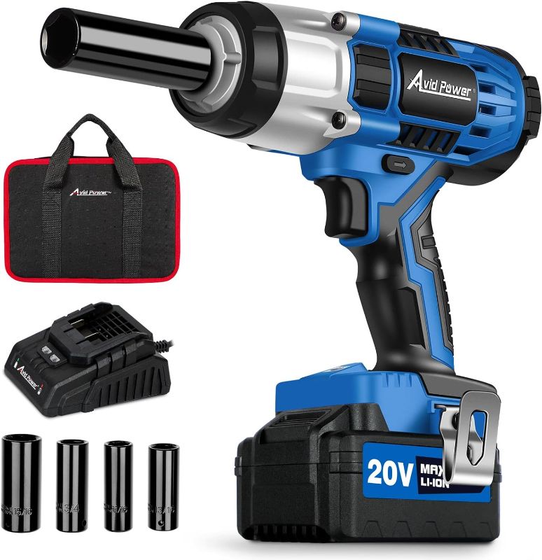 Photo 1 of 
AVID POWER Cordless Impact Wrench, 1/2 Impact Gun w/Max Torque 330 ft lbs (450N.m), Power Impact Wrenches w/ 3.0A Li-ion Battery, 4 Pcs Impact Sockets and 1...