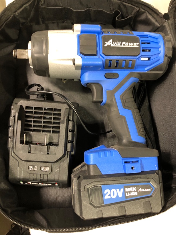 Photo 2 of 
AVID POWER Cordless Impact Wrench, 1/2 Impact Gun w/Max Torque 330 ft lbs (450N.m), Power Impact Wrenches w/ 3.0A Li-ion Battery, 4 Pcs Impact Sockets and 1...