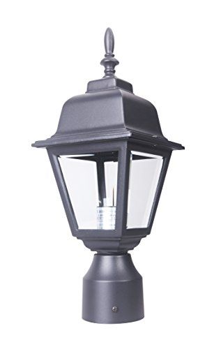 Photo 1 of -Path Outdoor Post Light Pole Lantern Fixture with One E26 Base Max 60W, Aluminum Housing Plus Clear Glass, Matte Black Finish, 1-Pack Black Finish 1-Pack