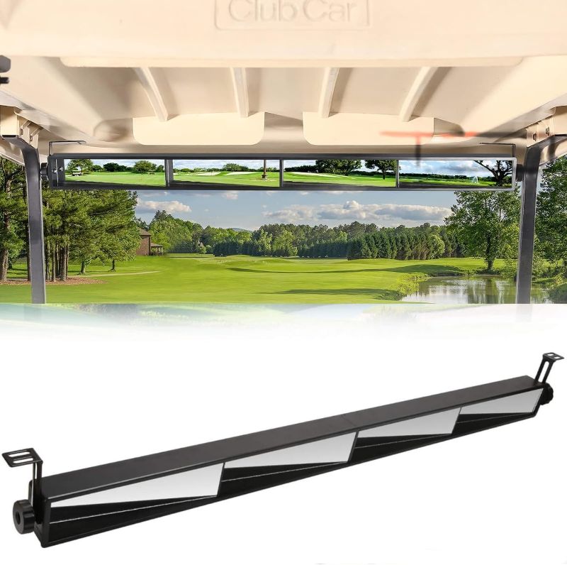 Photo 1 of 10L0L Golf Cart Mirror, 4 Panel Rear View Mirror Panoramic Wide Angle Rear View for EZGO Club Car Yamaha Car SUV Van Truck
