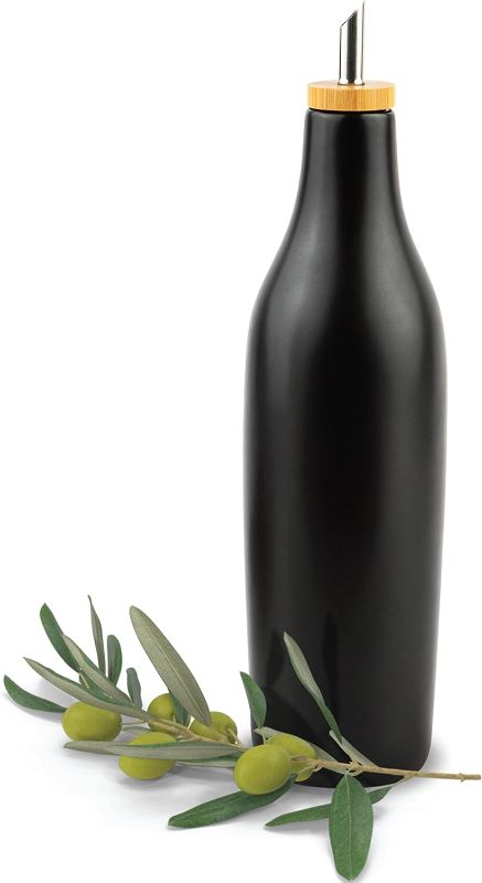 Photo 1 of ***DAMAGED****kitchentoolz Black Olive Oil Dispenser Bottle Ceramic 16 Oz Container for EVOO or Vinegar,Black Kitchen Counter Design