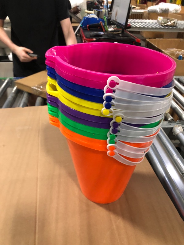 Photo 1 of 4E's Novelty 9" Large Sand Bucket with Shovel [12 Pack Bulk] Beach Buckets - Beach Toys for Kids & Toddlers, Party Favors