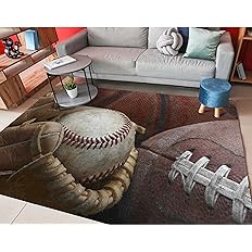 Photo 1 of ALAZA Baseball Football Basketball Non Slip Area Rug 5' x 7' for Living Dinning Room Bedroom Kitchen Hallway Office Modern Home Decorative
