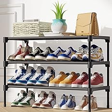 Photo 1 of Kitsure Shoe Rack for Closet - Sturdy Shoe Organizer for Entryway and Front Door Entrance, 4-Tier Shoe Storage, Shoe Shelf, Free-Standing Closet Shoe Organizers and Storage, Black
