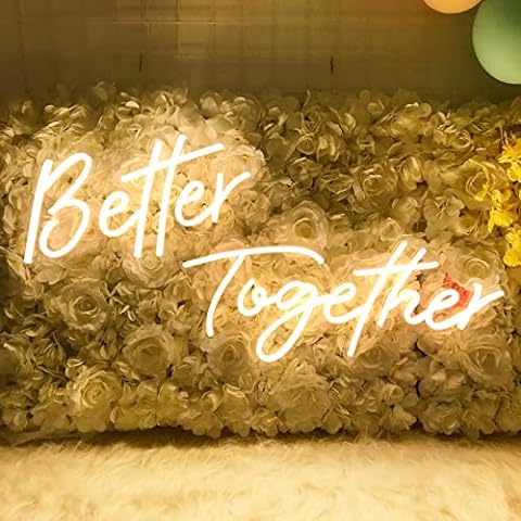 Photo 1 of ATOLS Better Together Large Neon Sign for Wall Decor,with Dimmer Switch,Wedding Decoration,Warm White 23.5x10.5 & 17.5x8.5Inch (Power Adapter included)
