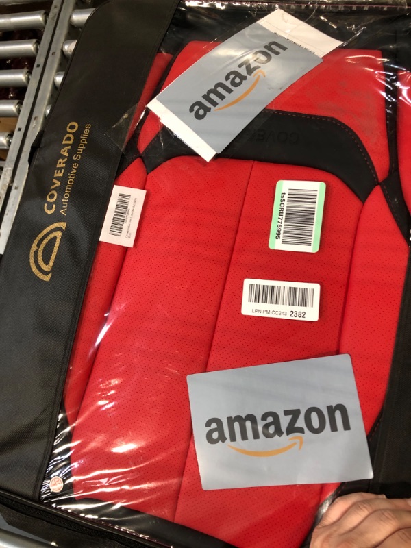 Photo 1 of Coverado Car Seat Covers 5 Pieces,Full Set Universal Seat for Cars,Waterproof Nappa Leather Auto Seat Protectors,Car Seat Cushions Interiors Fit Most Sedans SUV Pick-up,BlackRed (?SCU003 Seat Cover) Blackred Full Set