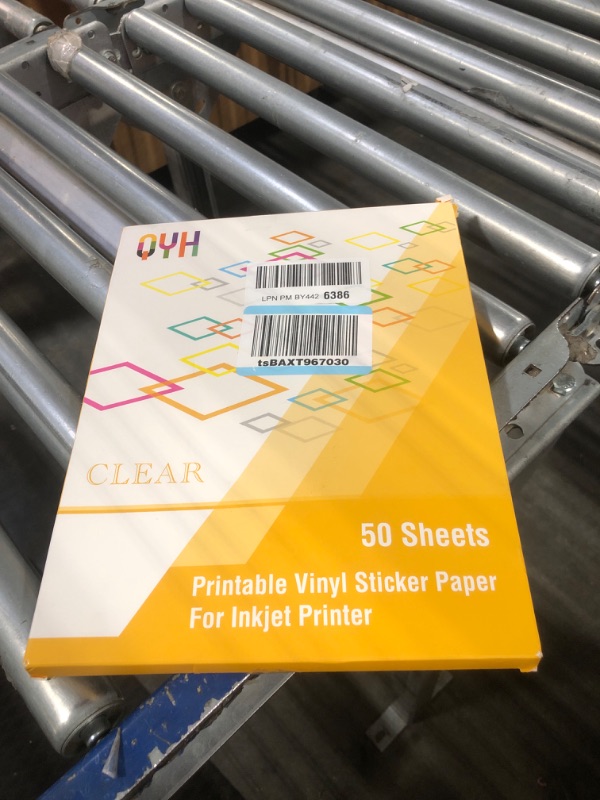 Photo 3 of Printable Vinyl Sticker Paper for Inkjet Printer Clear Labels 50 Sheets Transparent Quickly Dry Non Waterproof Transparency Glossy 8.5 x 11 Decal Paper Tear & Scratch Resistant Clear 50 sheets