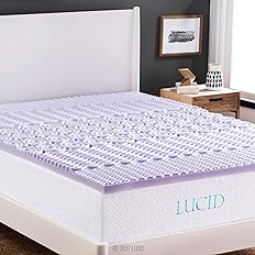 Photo 1 of Lucid 2 Inch Mattress Topper Queen – Memory Foam Mattress Topper Queen – 5 Zone Lavender Infusion – CertiPur Certified Foam
