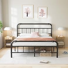 Photo 1 of ***MISSING SCREWS*** 
ZIYOO Bed Frame Full Size with Headboard and Footboard, 14 Inch High, Heavy Duty Steel Slats Up to 3500lbs Support, No Box Spring Needed, Easy Assembly, Noise-Free Platform-Black
