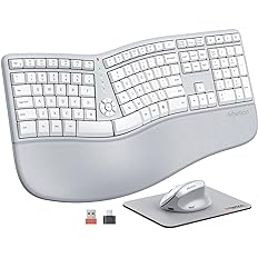 Photo 1 of MEETION Ergonomic Wireless Keyboard and Mouse, Ergo Keyboard with Vertical Mouse, Split Keyboard with Cushioned Wrist Palm Rest Natural Typing Rechargeable Full Size, Windows/Mac/Computer/Laptop, Gray
