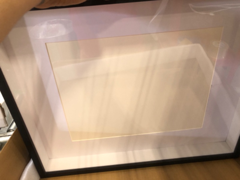 Photo 1 of 16X20 Shadow Box Frame in Black with Soft Linen Back - Composite Wood with Plexiglass for Wall and Tabletop 16x20/Black