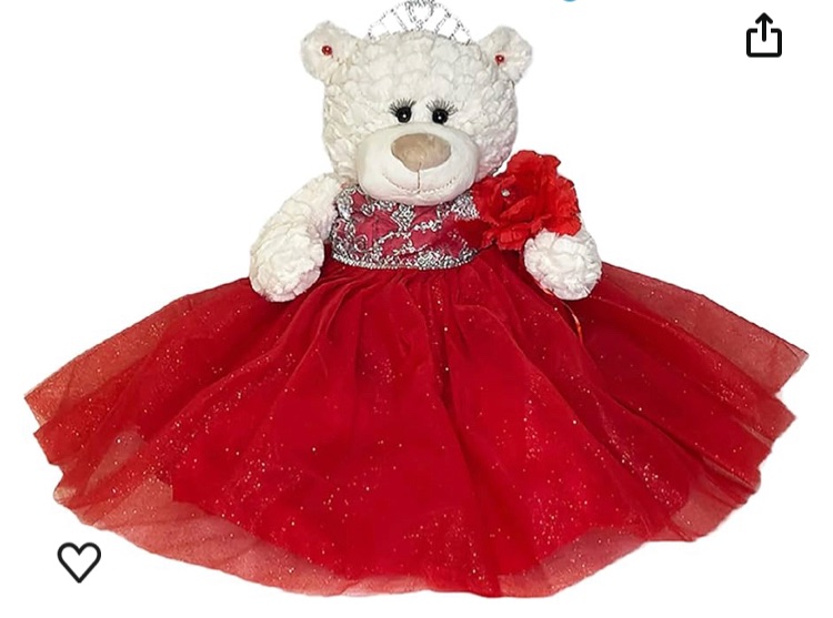 Photo 1 of 20 Quince Anos Quinceanera Last Doll Teddy Bear with Dress Centerpiece B16631 14 Red 16inch