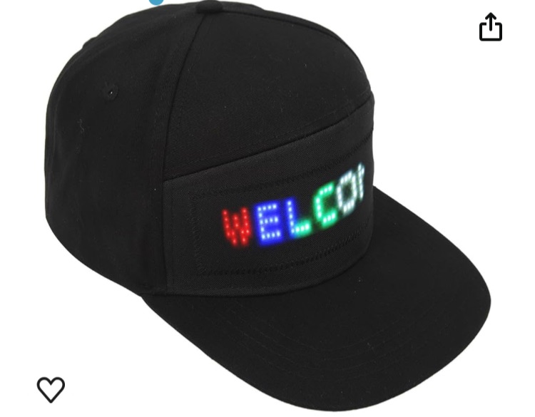 Photo 1 of LED Cap, Programmable Adjustable LED Hat APP Control for Party (Black)