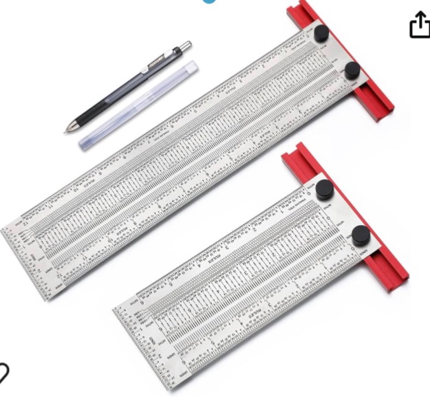 Photo 1 of 4 Pieces Precision Marking T Rule Set Stainless Steel T Square Precision Marking T Rule Includes Compatible Pencil with 0.3 mm Mechanical Pencil Refill for Woodworking(6 Inch, 12 Inch)