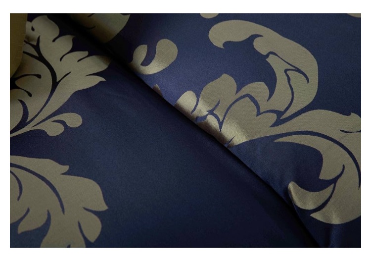 Photo 1 of 3-Piece Jacquard Floral Comforter Set (King, Navy/Gold)